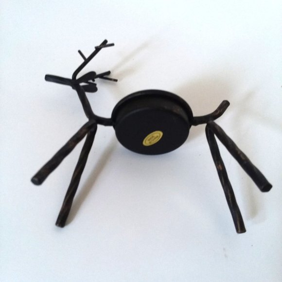 Reindeer Tealight Candle Holder Metal Rustic Cabin Holiday Winter Christmas Deco - Picture 4 of 6